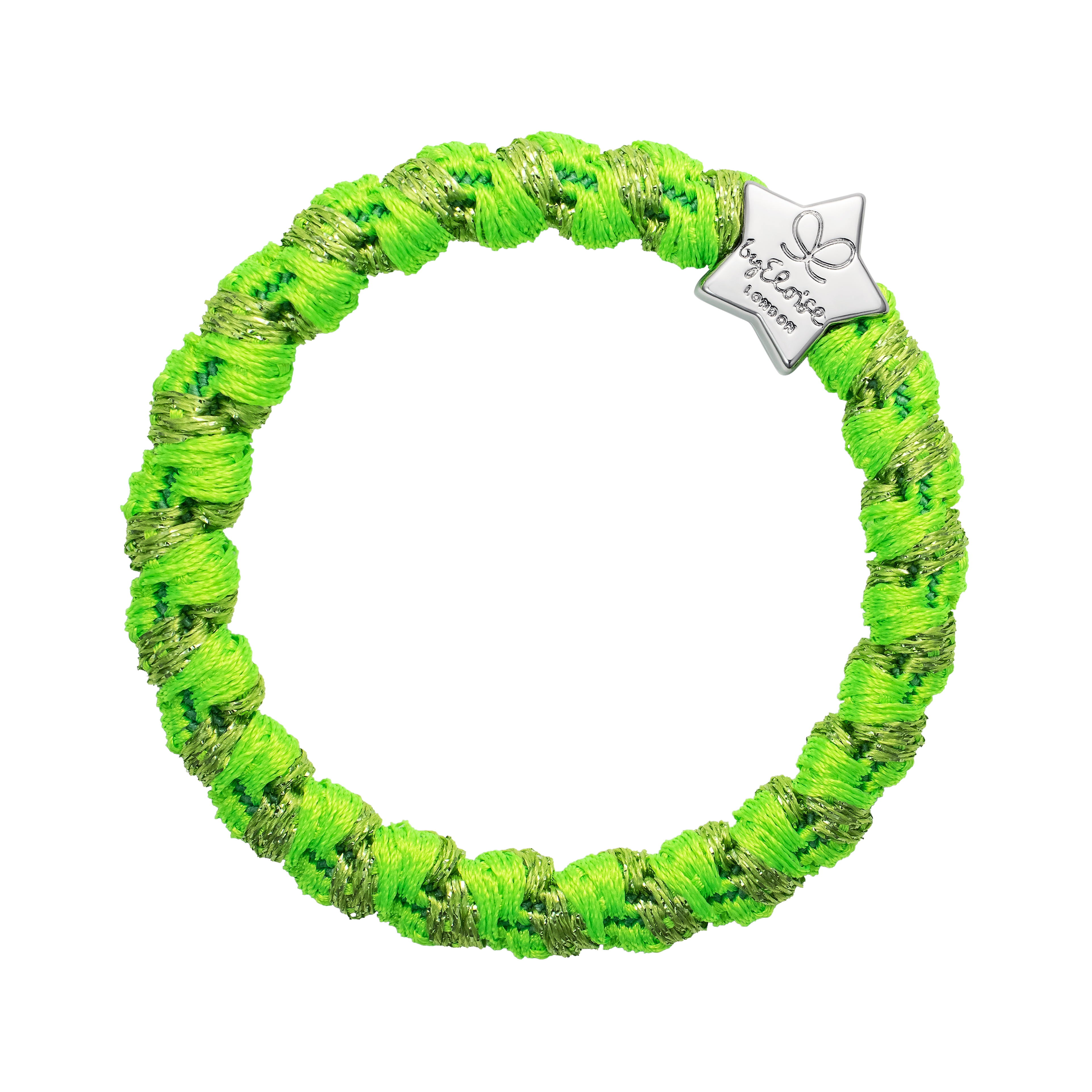 Woven Silver Star - Lime Green